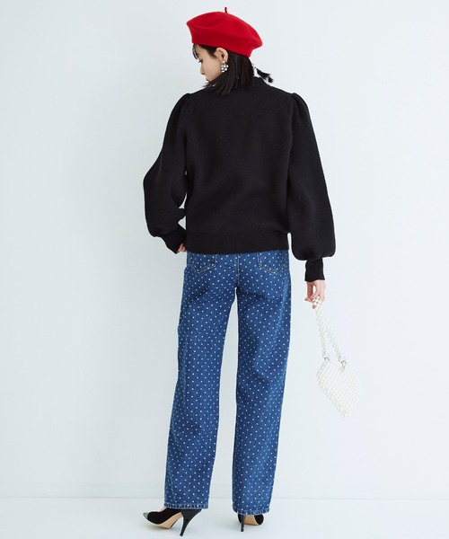 Narcissus(ナルシス)の「ドットデニムストレートパンツ(デニムパンツ・レディース・ブラック/ブルー・FREE)」の10枚目の写真