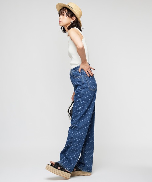 Narcissus(ナルシス)の「ドットデニムストレートパンツ(デニムパンツ・レディース・ブラック/ブルー・FREE)」の21枚目の写真
