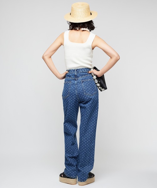 Narcissus(ナルシス)の「ドットデニムストレートパンツ(デニムパンツ・レディース・ブラック/ブルー・FREE)」の20枚目の写真