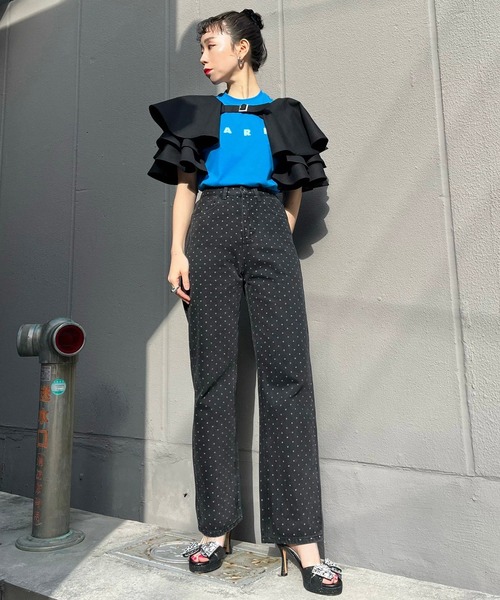 Narcissus(ナルシス)の「ドットデニムストレートパンツ(デニムパンツ・レディース・ブラック/ブルー・FREE)」の22枚目の写真