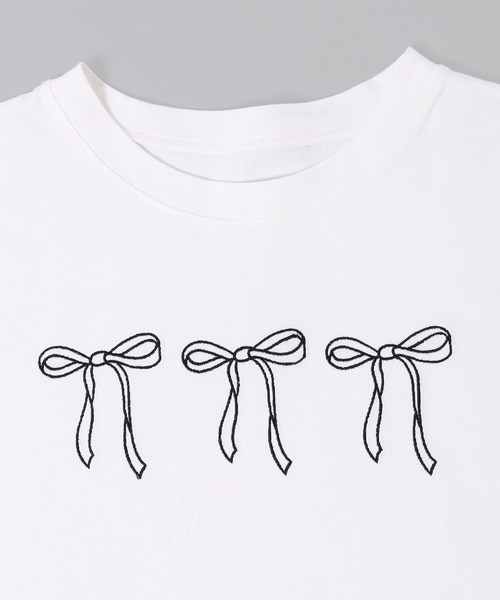 PHILLY(フィリー)の「【PHILLY】リボン刺繍Tシャツ(Tシャツ/カットソー・レディース・ホワイト/ブラック・FREE)」の13枚目の写真