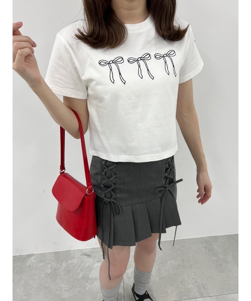 PHILLY(フィリー)の「【PHILLY】リボン刺繍Tシャツ(Tシャツ/カットソー・レディース・ホワイト/ブラック・FREE)」の21枚目の写真