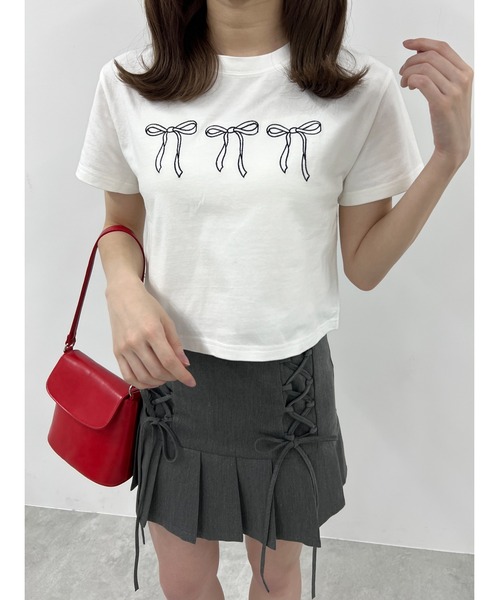 PHILLY(フィリー)の「【PHILLY】リボン刺繍Tシャツ(Tシャツ/カットソー・レディース・ホワイト/ブラック・FREE)」の22枚目の写真