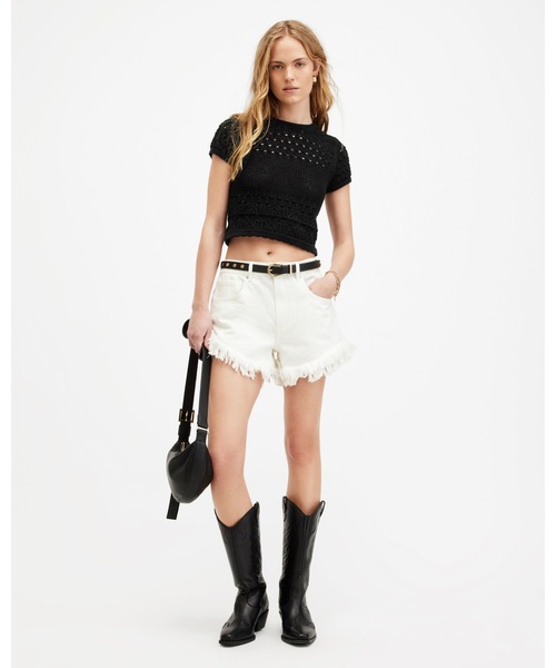 ALLSAINTS（オールセインツ）の「BRIAR CROCHET KNITTED SLIM FIT TOP | BRIAR クロシェ ニット スリム フィット トップ（ニット/セーター・レディース・ブラック・S/M/L/XS）」の8枚目の写真