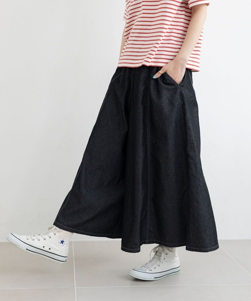 studio CLIP（スタディオクリップ）の「サマーデニムスカーチョ（デニムパンツ・レディース・インディゴブルー/ブラック/ライトブルー/ホワイト・SMALL/MEDIUM/LARGE/PM/ﾌﾘｰ(L)）」の2枚目の写真