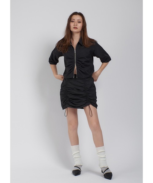 Adoon plain(アドーンプレーン)の「ナイロンジップシャツ(シャツ/ブラウス・レディース・ホワイト/ライトブルー/ブラック・FREE)」の11枚目の写真