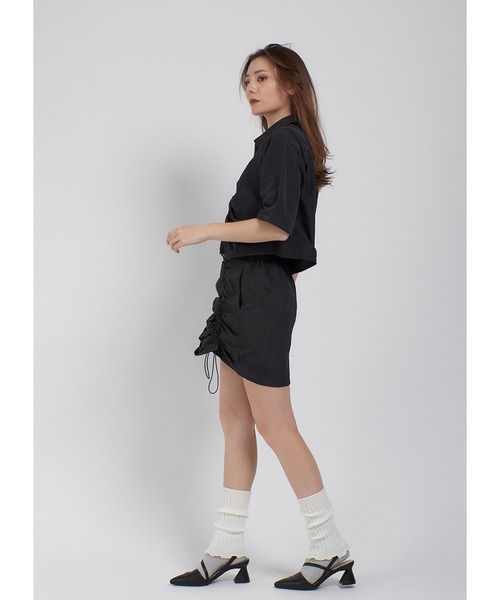 Adoon plain(アドーンプレーン)の「ナイロンジップシャツ(シャツ/ブラウス・レディース・ホワイト/ライトブルー/ブラック・FREE)」の12枚目の写真