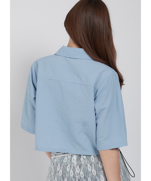 Adoon plain(アドーンプレーン)の「ナイロンジップシャツ(シャツ/ブラウス・レディース・ホワイト/ライトブルー/ブラック・FREE)」の15枚目の写真