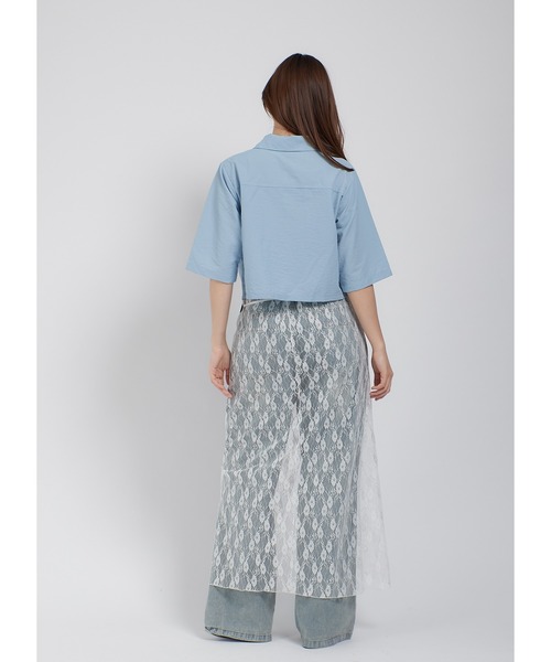 Adoon plain(アドーンプレーン)の「ナイロンジップシャツ(シャツ/ブラウス・レディース・ホワイト/ライトブルー/ブラック・FREE)」の18枚目の写真