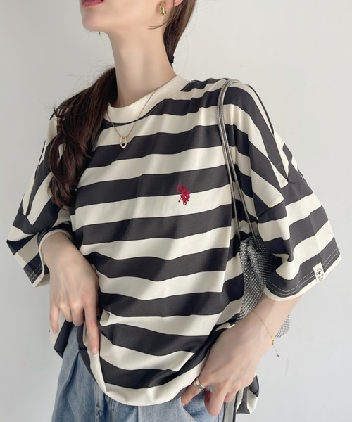 U.S. POLO ASSN.(ユーエスポロアッスン)の「【Ada.別注】U.S. POLO ASSN. オーバーサイズ Tシャツ無地/ボーダー(Tシャツ/カットソー・レディース・グレー系その他/ベージュ系その他/ブラック系/ホワイト/ブラック・FREE)」の16枚目の写真