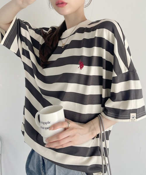 U.S. POLO ASSN.(ユーエスポロアッスン)の「【Ada.別注】U.S. POLO ASSN. オーバーサイズ Tシャツ無地/ボーダー(Tシャツ/カットソー・レディース・グレー系その他/ベージュ系その他/ブラック系/ホワイト/ブラック・FREE)」の17枚目の写真