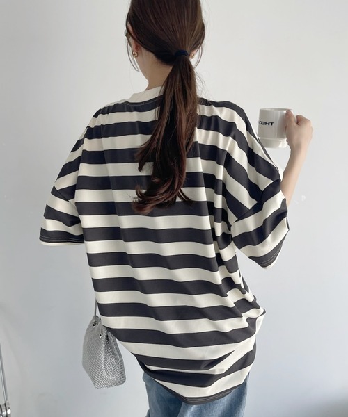 U.S. POLO ASSN.(ユーエスポロアッスン)の「【Ada.別注】U.S. POLO ASSN. オーバーサイズ Tシャツ無地/ボーダー(Tシャツ/カットソー・レディース・グレー系その他/ベージュ系その他/ブラック系/ホワイト/ブラック・FREE)」の8枚目の写真
