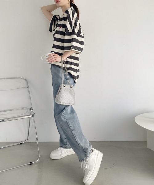 U.S. POLO ASSN.(ユーエスポロアッスン)の「【Ada.別注】U.S. POLO ASSN. オーバーサイズ Tシャツ無地/ボーダー(Tシャツ/カットソー・レディース・グレー系その他/ベージュ系その他/ブラック系/ホワイト/ブラック・FREE)」の9枚目の写真