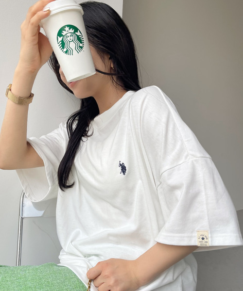 U.S. POLO ASSN.(ユーエスポロアッスン)の「【Ada.別注】U.S. POLO ASSN. オーバーサイズ Tシャツ無地/ボーダー(Tシャツ/カットソー・レディース・グレー系その他/ベージュ系その他/ブラック系/ホワイト/ブラック・FREE)」の22枚目の写真