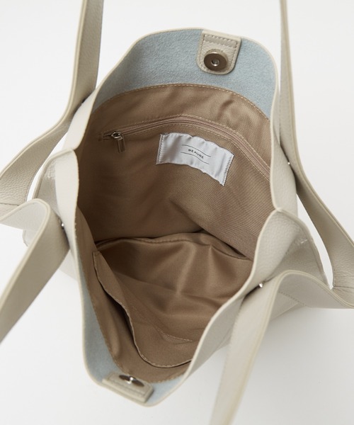 Beau're（ヴュレ）の「【WEB限定】【BEAURE/ヴュレ】カウレザー 2WAY ハンドル トートバッグ（トートバッグ・レディース・シルバー/ベージュ/ブラック/ブルー/アイボリー・フリー）」の8枚目の写真