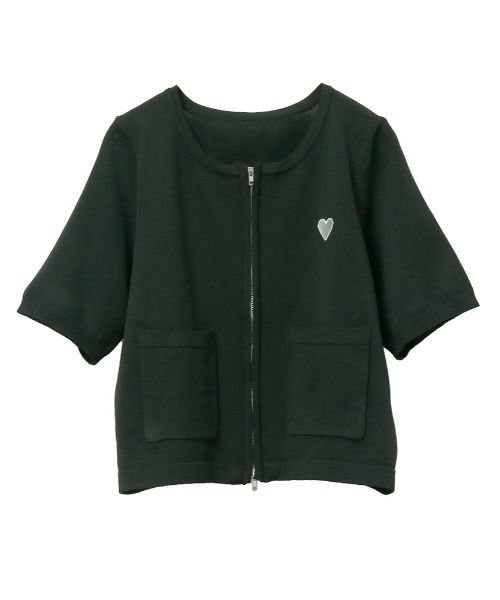 Rejoule(リジュール)の「ハート刺繍Wジップショートニットカーデ(カーディガン/ボレロ・レディース・ホワイト×ブラック/アイボリー/ブラック・FREE)」の15枚目の写真