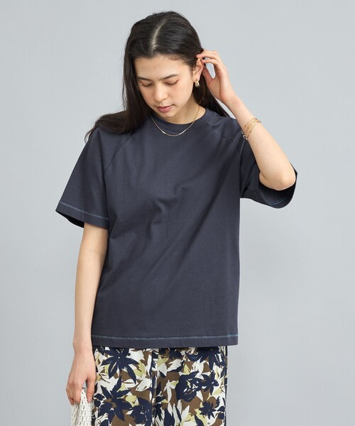 coen（コーエン）の「MARKET（マーケット）オーガニックコットン配色ステッチTシャツ（Tシャツ/カットソー・レディース・オフホワイト/ブラック/ダークブラウン/ネイビー・M/L）」の21枚目の写真