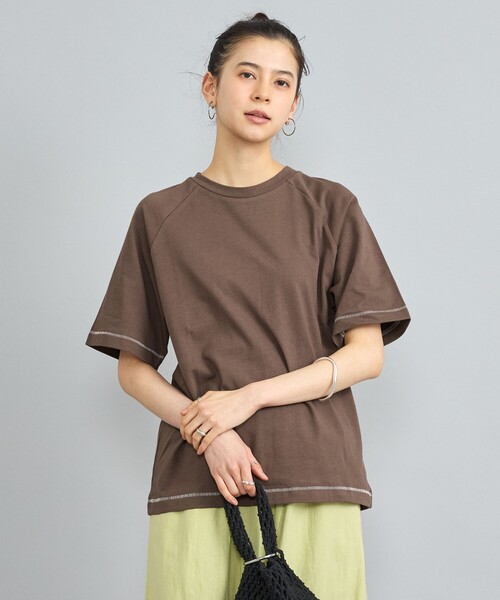 coen（コーエン）の「MARKET（マーケット）オーガニックコットン配色ステッチTシャツ（Tシャツ/カットソー・レディース・オフホワイト/ブラック/ダークブラウン/ネイビー・M/L）」の12枚目の写真