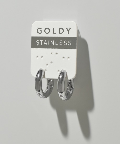 GOLDY(ゴールディ)の「【金属アレルギー軽減】スィック フープ ワンタッチ ステンレス ピアス(ピアス(両耳用)・レディース・ゴールド/シルバー・FREE)」の5枚目の写真