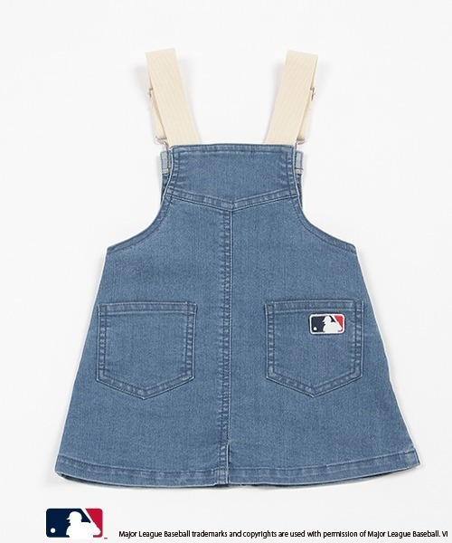 petit main（プティマイン）の「【MLB】サロペットスカート(キッズサイズ)（ジャンパースカート・キッズ・サックスブルー/ネイビー/オフホワイト・S/M/L）」の15枚目の写真