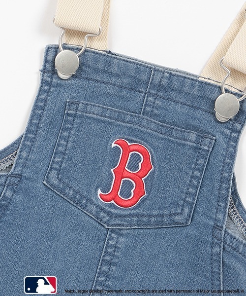 petit main（プティマイン）の「【MLB】サロペットスカート(キッズサイズ)（ジャンパースカート・キッズ・サックスブルー/ネイビー/オフホワイト・S/M/L）」の12枚目の写真