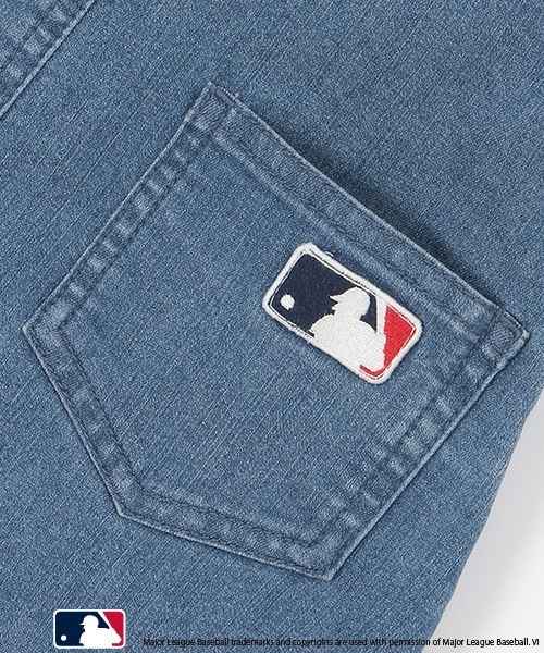 petit main（プティマイン）の「【MLB】サロペットスカート(キッズサイズ)（ジャンパースカート・キッズ・サックスブルー/ネイビー/オフホワイト・S/M/L）」の8枚目の写真