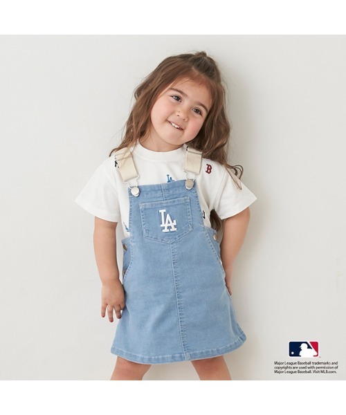 petit main（プティマイン）の「【MLB】サロペットスカート(キッズサイズ)（ジャンパースカート・キッズ・サックスブルー/ネイビー/オフホワイト・S/M/L）」の20枚目の写真