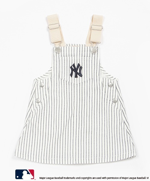 petit main（プティマイン）の「【MLB】サロペットスカート(キッズサイズ)（ジャンパースカート・キッズ・サックスブルー/ネイビー/オフホワイト・S/M/L）」の22枚目の写真