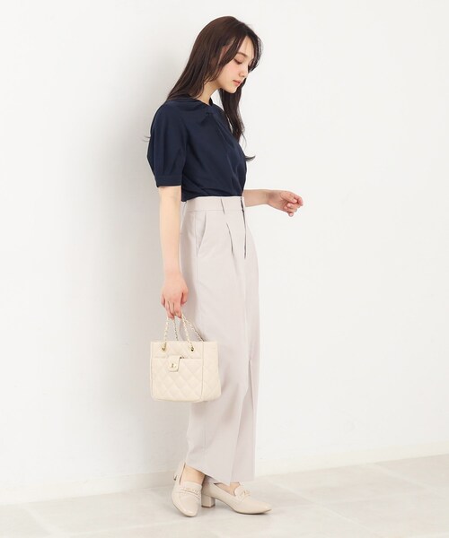 index（インデックス）の「◆UV アシメタック5分袖トップス【接触冷感/洗濯機洗い可】（Tシャツ/カットソー・レディース・ネイビー/サックスブルー/オフホワイト・36/38/40/42）」の10枚目の写真