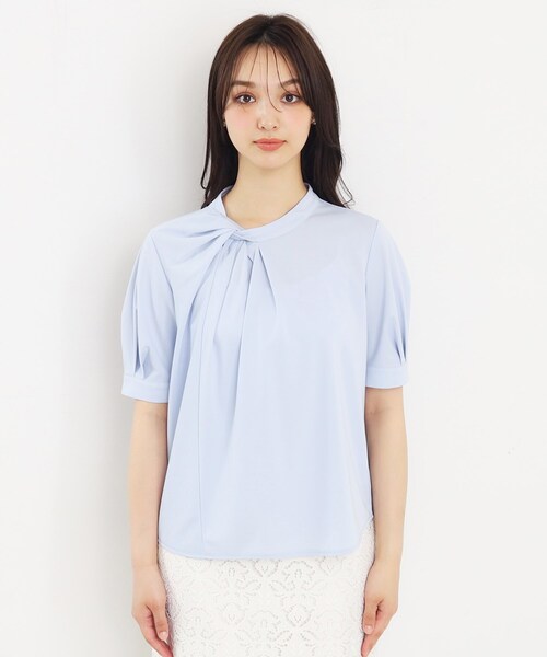index（インデックス）の「◆UV アシメタック5分袖トップス【接触冷感/洗濯機洗い可】（Tシャツ/カットソー・レディース・ネイビー/サックスブルー/オフホワイト・36/38/40/42）」の16枚目の写真