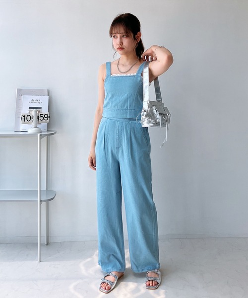AS KNOW AS plus(アズノゥアズプラス)の「◎ビスチェとワイドパンツ 2点セットアイテム(セットアップ・レディース・ブラック系/ブルー系/サックスブルー系/ブラック/ブルー・FREE)」の4枚目の写真