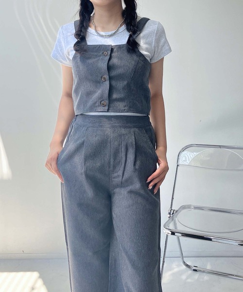 AS KNOW AS plus(アズノゥアズプラス)の「◎ビスチェとワイドパンツ 2点セットアイテム(セットアップ・レディース・ブラック系/ブルー系/サックスブルー系/ブラック/ブルー・FREE)」の9枚目の写真