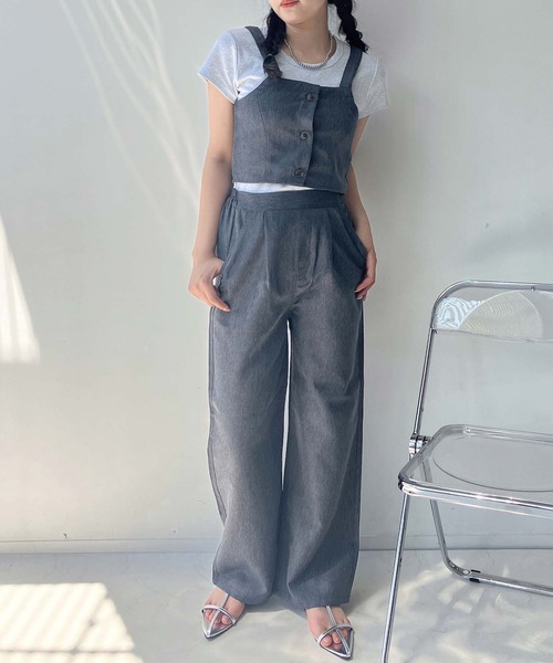 AS KNOW AS plus(アズノゥアズプラス)の「◎ビスチェとワイドパンツ 2点セットアイテム(セットアップ・レディース・ブラック系/ブルー系/サックスブルー系/ブラック/ブルー・FREE)」の10枚目の写真