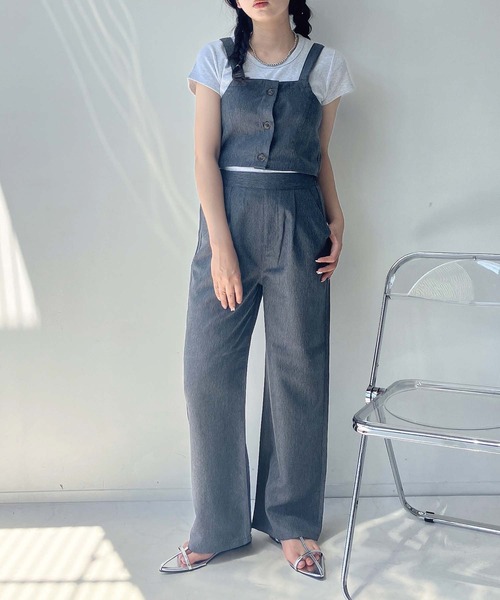 AS KNOW AS plus(アズノゥアズプラス)の「◎ビスチェとワイドパンツ 2点セットアイテム(セットアップ・レディース・ブラック系/ブルー系/サックスブルー系/ブラック/ブルー・FREE)」の14枚目の写真