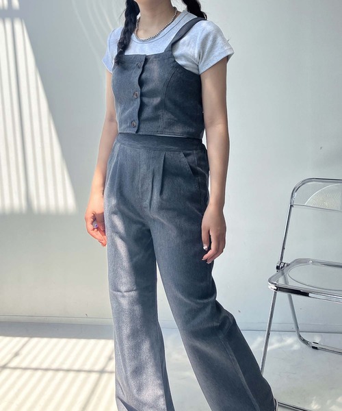 AS KNOW AS plus(アズノゥアズプラス)の「◎ビスチェとワイドパンツ 2点セットアイテム(セットアップ・レディース・ブラック系/ブルー系/サックスブルー系/ブラック/ブルー・FREE)」の16枚目の写真