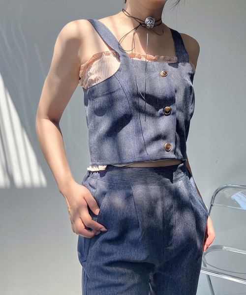 AS KNOW AS plus(アズノゥアズプラス)の「◎ビスチェとワイドパンツ 2点セットアイテム(セットアップ・レディース・ブラック系/ブルー系/サックスブルー系/ブラック/ブルー・FREE)」の17枚目の写真