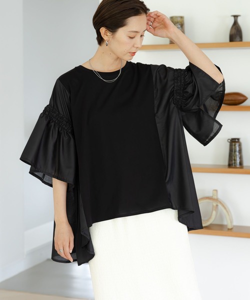LEPSIM(レプシィム)の「異素材フリルチュニック 114443(Tシャツ/カットソー・レディース・ブルー/オフホワイト/ブラック/グリーン・FREE)」の21枚目の写真