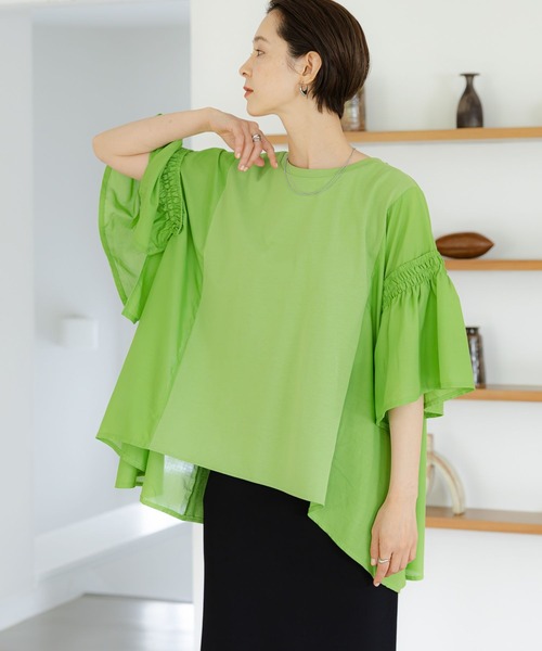LEPSIM(レプシィム)の「異素材フリルチュニック 114443(Tシャツ/カットソー・レディース・ブルー/オフホワイト/ブラック/グリーン・FREE)」の16枚目の写真