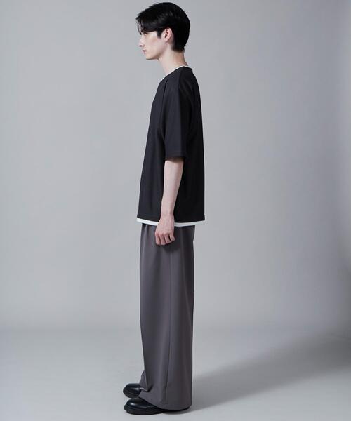 LUCY(ルーシー)の「LUCY/フェイクレイヤードキーネックT(Tシャツ/カットソー・メンズ・ベージュ/ダークグレー・LARGE/MEDIUM)」の13枚目の写真