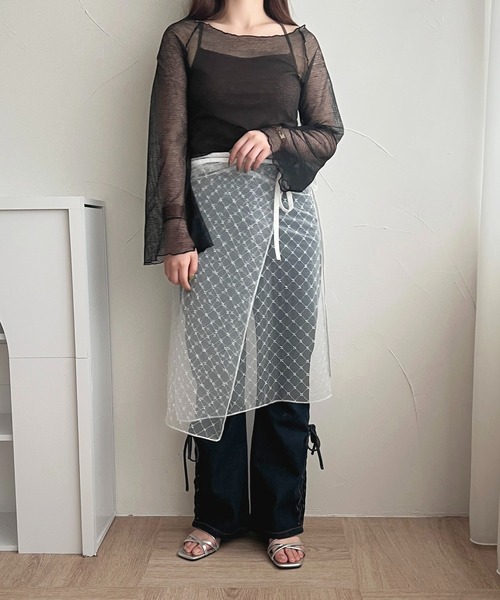 apres jour（アプレジュール）の「シアーボーダーTシャツ【ZOZOTOWN限定アイテム】（Tシャツ/カットソー・レディース・アイボリー/ブラック/オフホワイト・X-LARGE/フリー）」の20枚目の写真