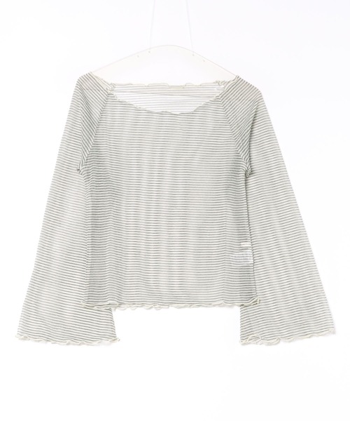 apres jour（アプレジュール）の「シアーボーダーTシャツ【ZOZOTOWN限定アイテム】（Tシャツ/カットソー・レディース・アイボリー/ブラック/オフホワイト・X-LARGE/フリー）」の4枚目の写真