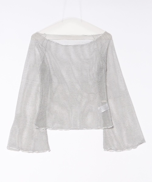 apres jour（アプレジュール）の「シアーボーダーTシャツ【ZOZOTOWN限定アイテム】（Tシャツ/カットソー・レディース・アイボリー/ブラック/オフホワイト・X-LARGE/フリー）」の5枚目の写真