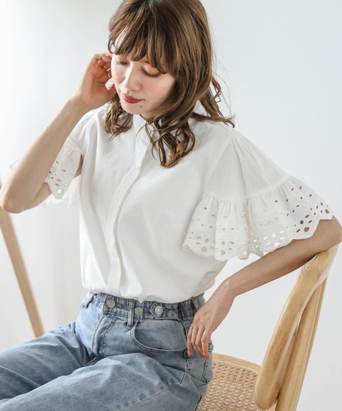 SUGAR BISKET(シュガービスケット)の「カットワークレースブラウス(シャツ/ブラウス・レディース・ホワイト/ブラック・フリー)」の13枚目の写真