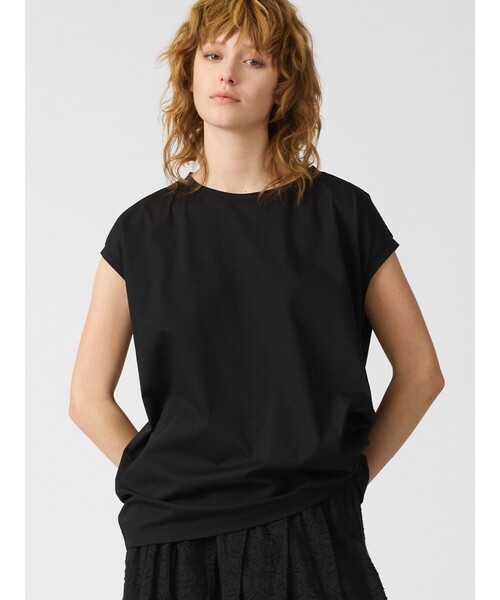 mizuiroind（ミズイロインド）の「mizuiro ind フレンチスリーブサイドアッププルオーバー（Tシャツ/カットソー・レディース・ネイビー/ホワイト/ブラック/ベージュ・FREE）」の8枚目の写真