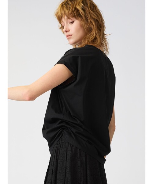 mizuiroind（ミズイロインド）の「mizuiro ind フレンチスリーブサイドアッププルオーバー（Tシャツ/カットソー・レディース・ネイビー/ホワイト/ブラック/ベージュ・FREE）」の7枚目の写真