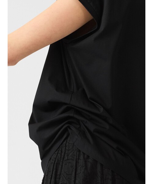 mizuiroind（ミズイロインド）の「mizuiro ind フレンチスリーブサイドアッププルオーバー（Tシャツ/カットソー・レディース・ネイビー/ホワイト/ブラック/ベージュ・FREE）」の6枚目の写真