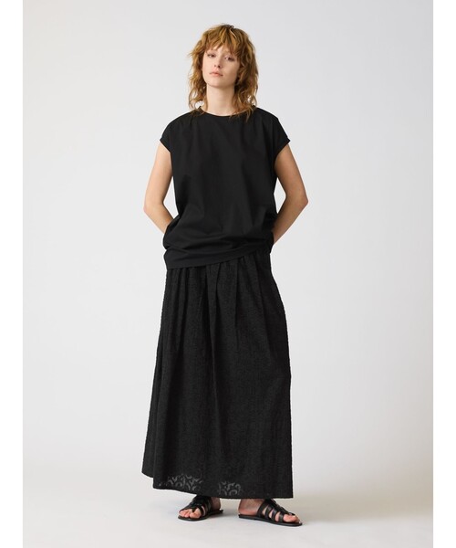 mizuiroind（ミズイロインド）の「mizuiro ind フレンチスリーブサイドアッププルオーバー（Tシャツ/カットソー・レディース・ネイビー/ホワイト/ブラック/ベージュ・FREE）」の5枚目の写真