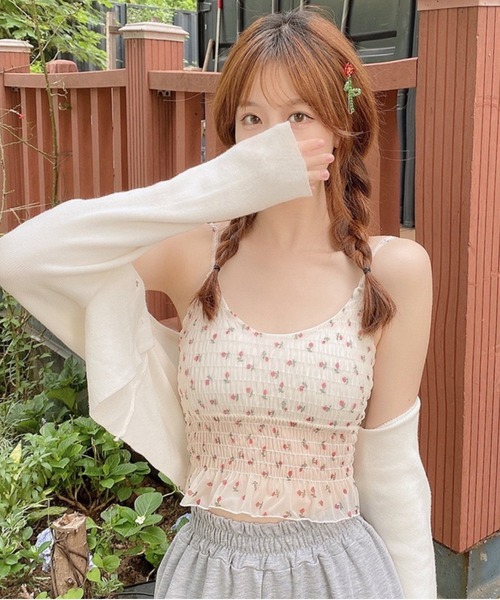 Per sist ence(パーシエンス)の「ミニローズシアーシャーリングブラトップ(キャミソール・レディース・ホワイト/ブラック/ベージュ・FREE)」の5枚目の写真