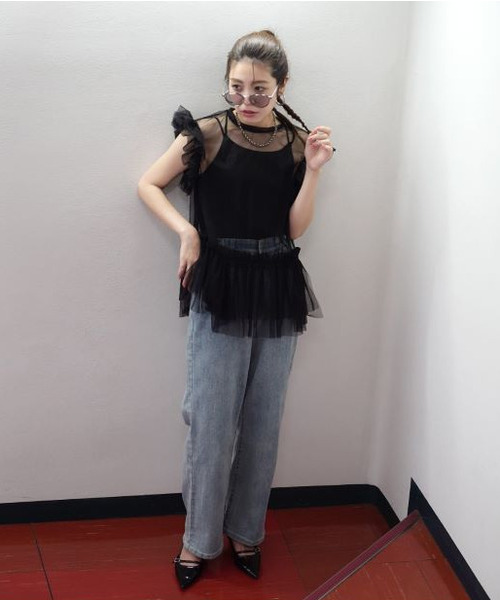 e-zakkamania stores(イーザッカマニアストアーズ)の「フリルスリーブ チュール シアートップス(シャツ/ブラウス・レディース・パープル/ブラック/クリーム・M)」の13枚目の写真