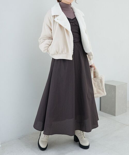 MAJESTIC LEGON（マジェスティックレゴン）の「【WEB限定XSサイズあり】2wayリボンチェックワンピース（ワンピース・レディース・ブラック系その他/ブラウン系その他2/ベージュ系その他2・MEDIUM/SMALL/X-SMALL）」の2枚目の写真